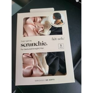 KITSCH 5-Piece Box of Assorted Satin Sleep Scrunchies NEW